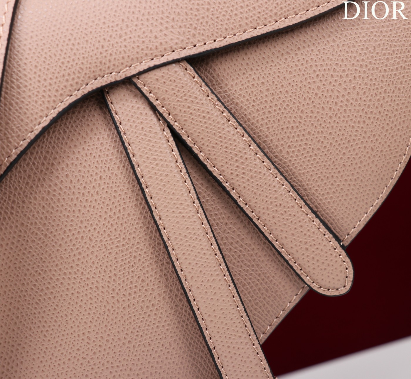 Saddle Bag with Strap Nude Pink Grained Calfskin